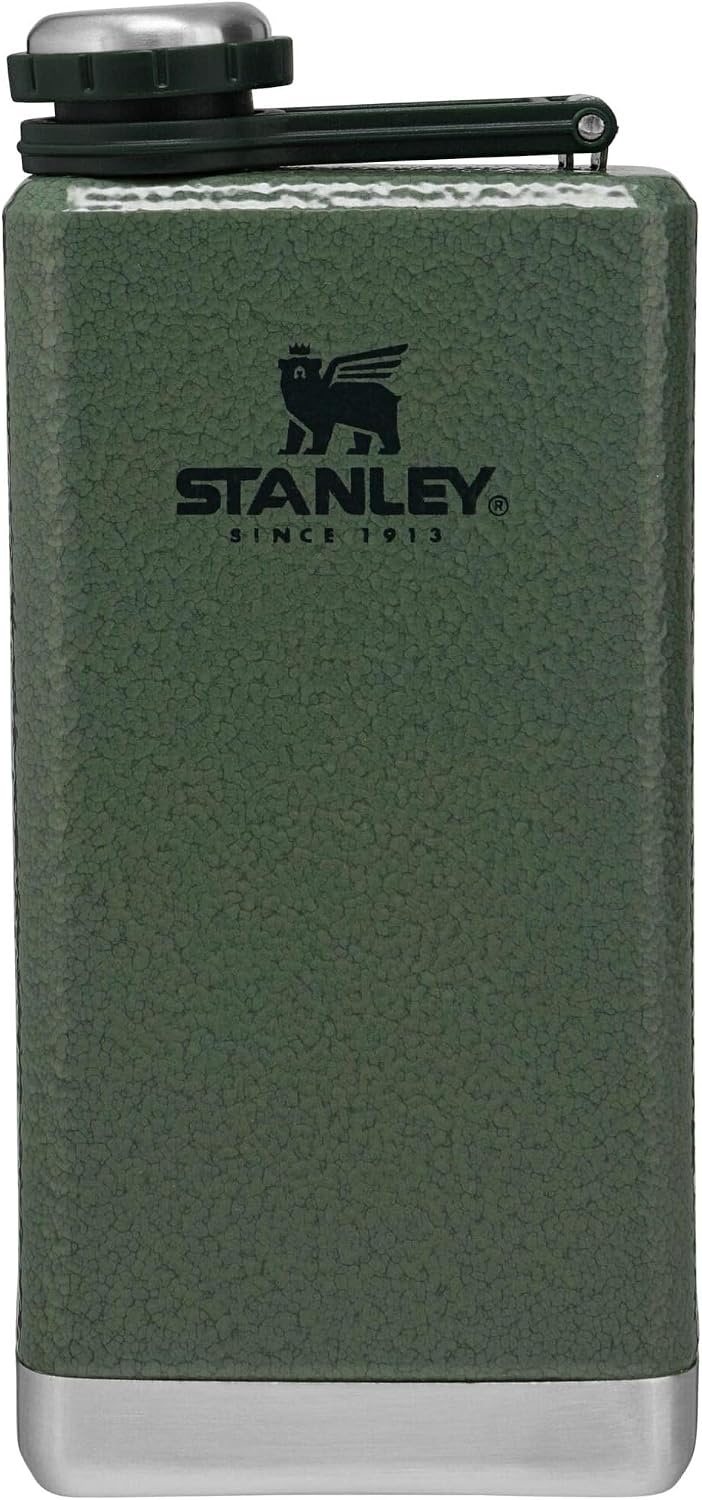 image:imageStanley Adventure PreParty Flask 8 oz Leakproof Hip Flask Hinge Connected Never Lose Cap Insulated Stainless Steel Liquor Container BPAFree AzureHammertone Green