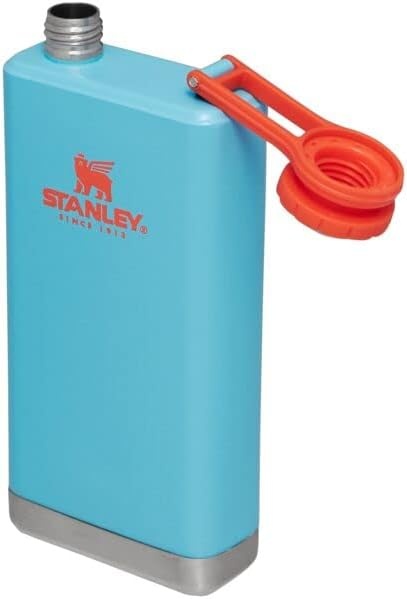 image:imageStanley Adventure PreParty Flask 8 oz Leakproof Hip Flask Hinge Connected Never Lose Cap Insulated Stainless Steel Liquor Container BPAFree AzureAzure