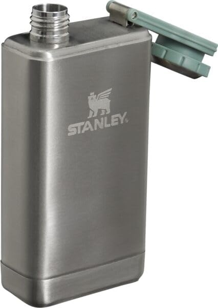 image:imageStanley Adventure PreParty Flask 8 oz Leakproof Hip Flask Hinge Connected Never Lose Cap Insulated Stainless Steel Liquor Container BPAFree AzureStainless Steel