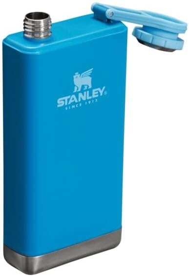 image:imageStanley Adventure PreParty Flask 8 oz Leakproof Hip Flask Hinge Connected Never Lose Cap Insulated Stainless Steel Liquor Container BPAFree AzureAzure