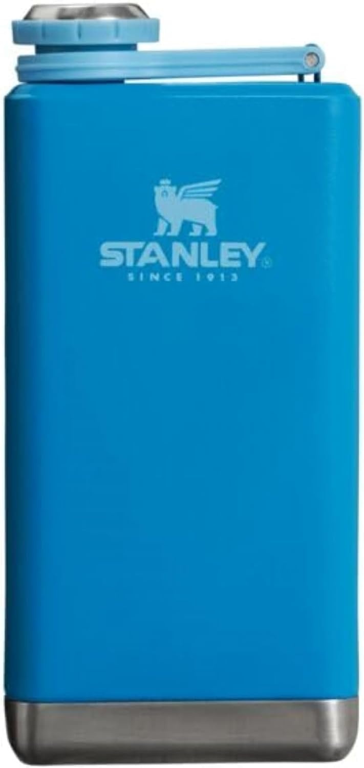 image:imageStanley Adventure PreParty Flask 8 oz Leakproof Hip Flask Hinge Connected Never Lose Cap Insulated Stainless Steel Liquor Container BPAFree AzureAzure