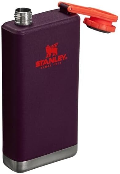 image:imageStanley Adventure PreParty Flask 8 oz Leakproof Hip Flask Hinge Connected Never Lose Cap Insulated Stainless Steel Liquor Container BPAFree AzurePlum