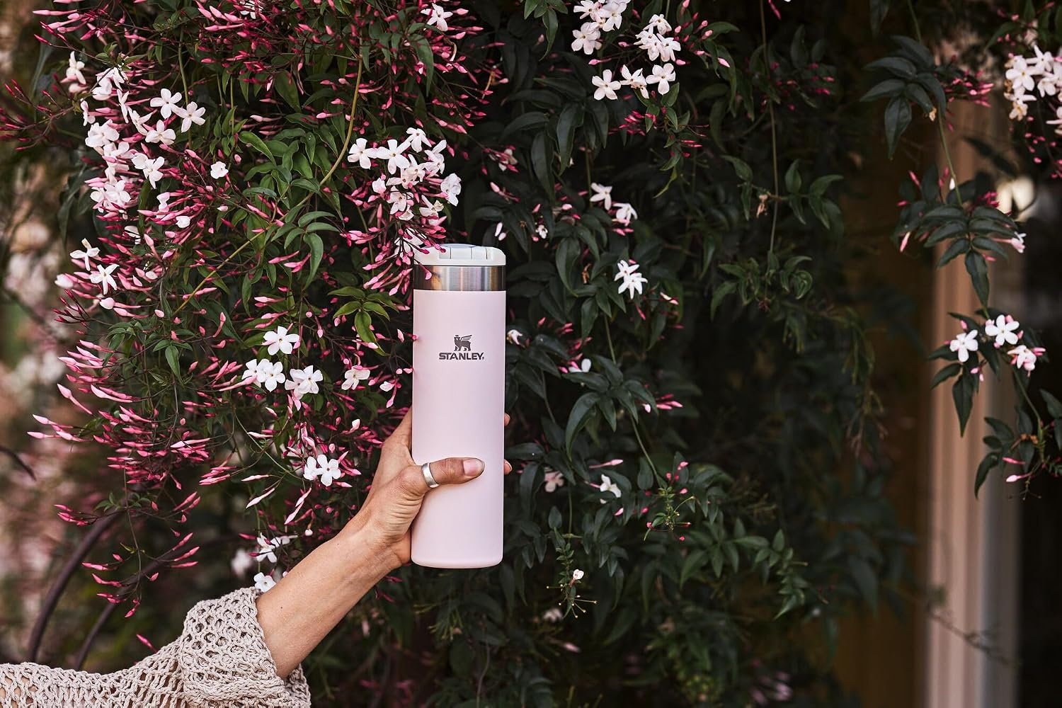 image:imageStanley AeroLight Transit Bottle 20 oz Locking Drink Through Lid Leak Resistant Water Bottle or Coffee Travel Mug Lightweight Insulated Stainless Steel BPAFree Rose QuartzRose Quartz Glimmer