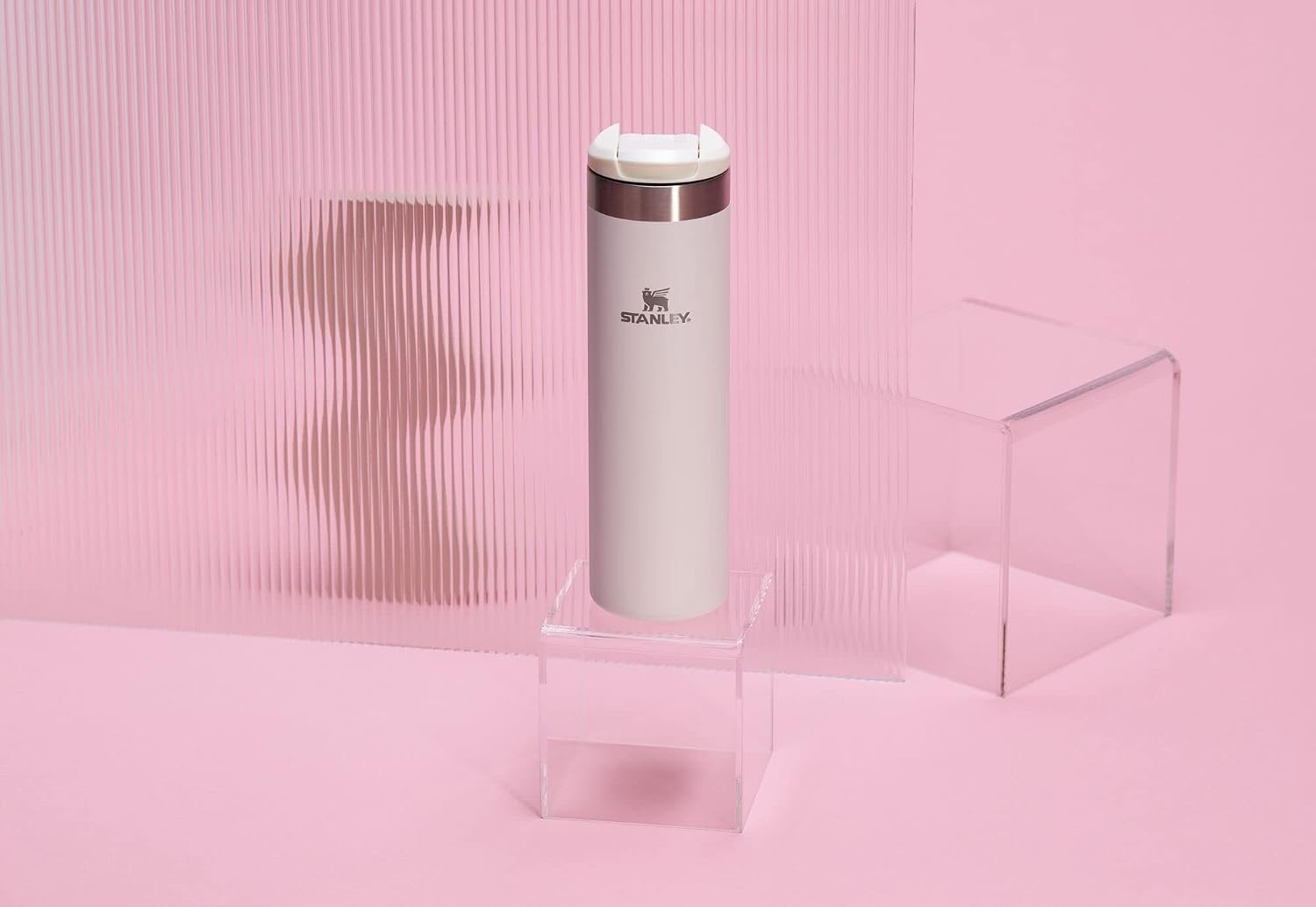 image:imageStanley AeroLight Transit Bottle 20 oz Locking Drink Through Lid Leak Resistant Water Bottle or Coffee Travel Mug Lightweight Insulated Stainless Steel BPAFree Rose QuartzRose Quartz Glimmer