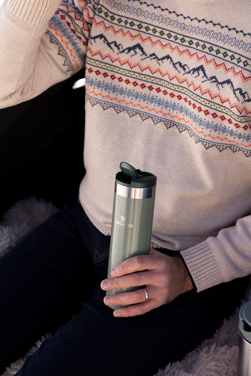 image:imageStanley AeroLight Transit Bottle 20 oz Locking Drink Through Lid Leak Resistant Water Bottle or Coffee Travel Mug Lightweight Insulated Stainless Steel BPAFree Cream Locking20 Ounces