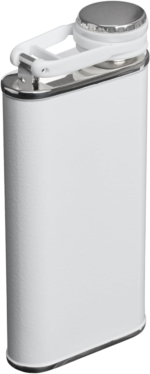 image:imageStanley Classic Easy Fill Wide Mouth Flask 8 oz Leakproof Hip Flask Hinge Connected Never Lose Cap Insulated Stainless Steel Liquor Container BPAFree Hammertone Frost