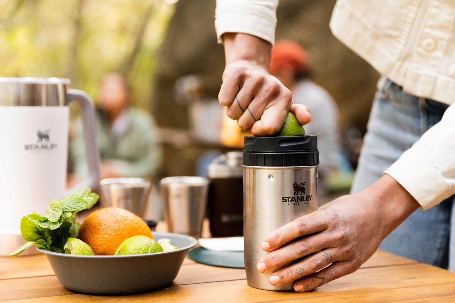 image:imageStanley Happy Hour Cocktail Shaker Set 20 oz Bartender Kit for Camping and Travel Cocktail Drink Mixing Set with 2 Cups Insulated Stainless Steel BPAFree Hammertone FrostMatte Black