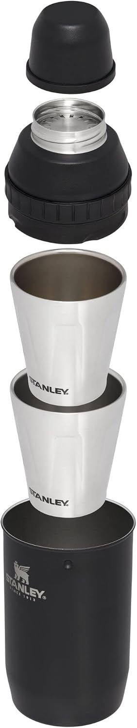 image:imageStanley Happy Hour Cocktail Shaker Set 20 oz Bartender Kit for Camping and Travel Cocktail Drink Mixing Set with 2 Cups Insulated Stainless Steel BPAFree Hammertone FrostMatte Black
