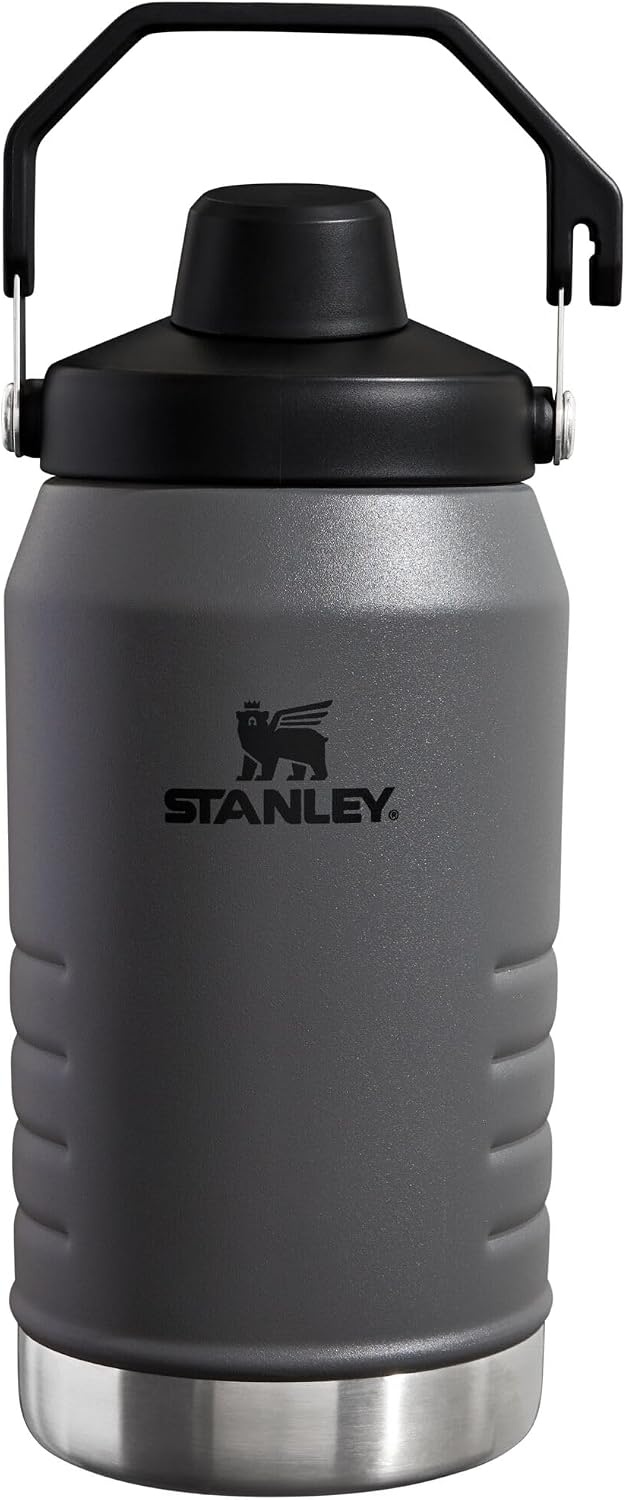 image:imageStanley IceFlow Fast Flow Jug with Handle 96 oz Twist On Angled Spout Lid Leakproof for Travel and Sports Insulated Stainless Steel BPAFree Rose QuartzCharcoal