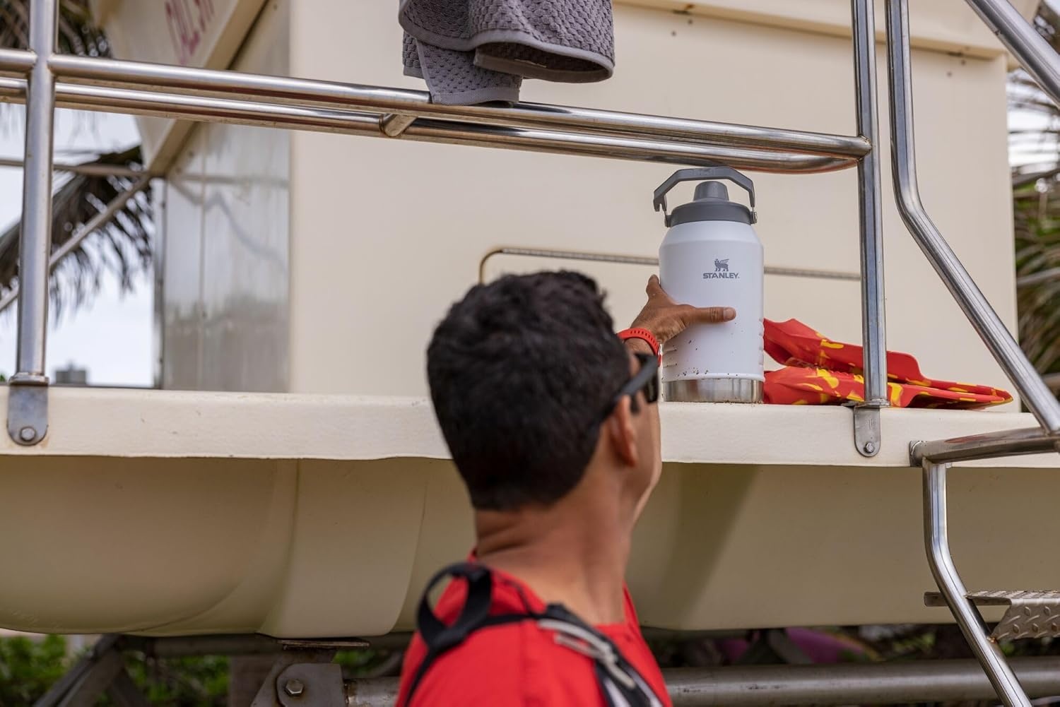 image:imageStanley IceFlow Fast Flow Jug with Handle 96 oz Twist On Angled Spout Lid Leakproof for Travel and Sports Insulated Stainless Steel BPAFree Rose QuartzPolar