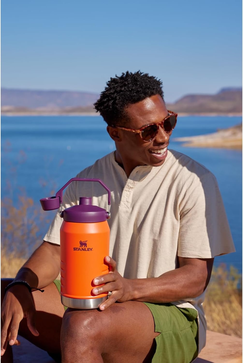 image:imageStanley IceFlow Fast Flow Jug with Handle 96 oz Twist On Angled Spout Lid Leakproof for Travel and Sports Insulated Stainless Steel BPAFree Rose QuartzPolar