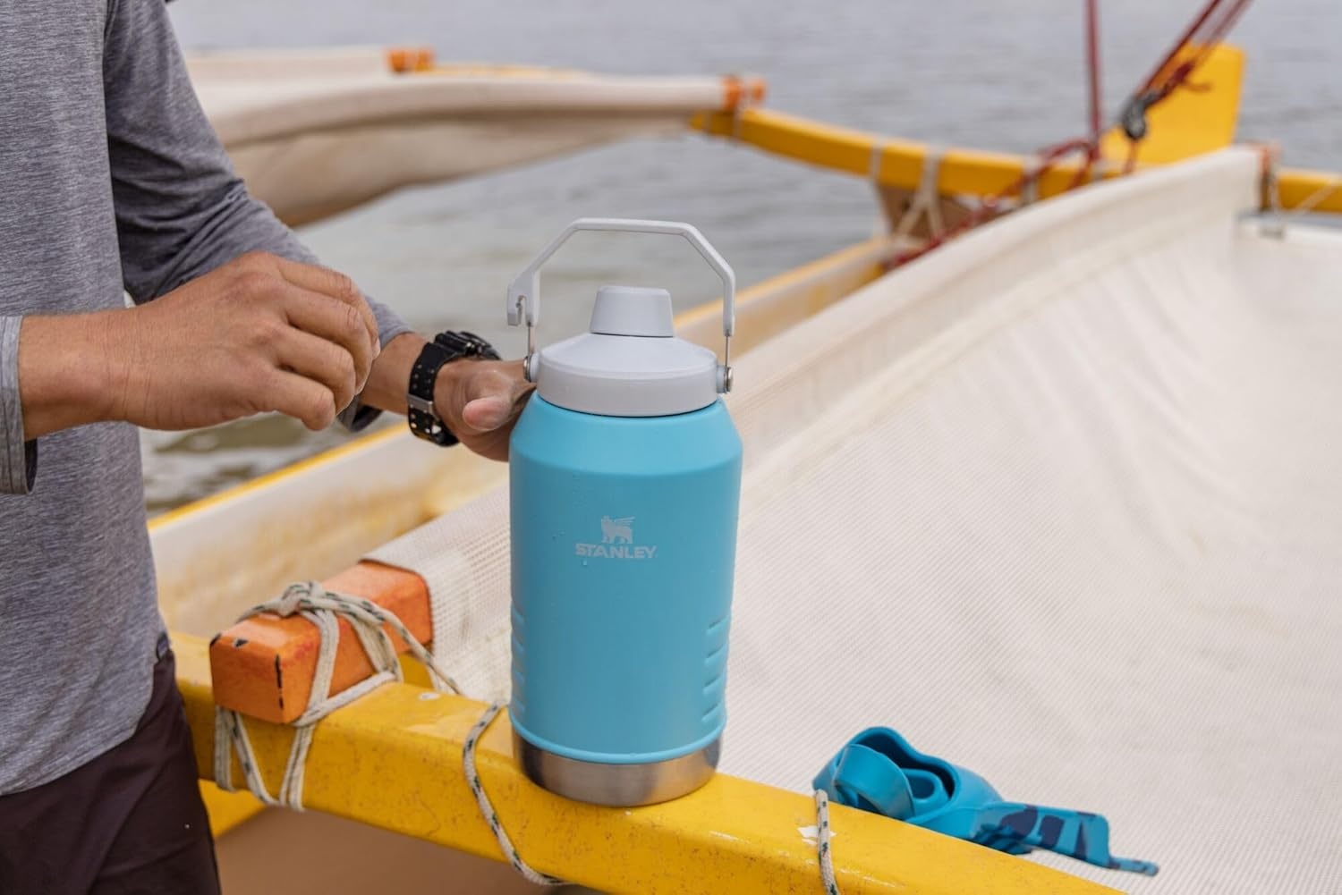 image:imageStanley IceFlow Fast Flow Jug with Handle 96 oz Twist On Angled Spout Lid Leakproof for Travel and Sports Insulated Stainless Steel BPAFree Rose QuartzPool