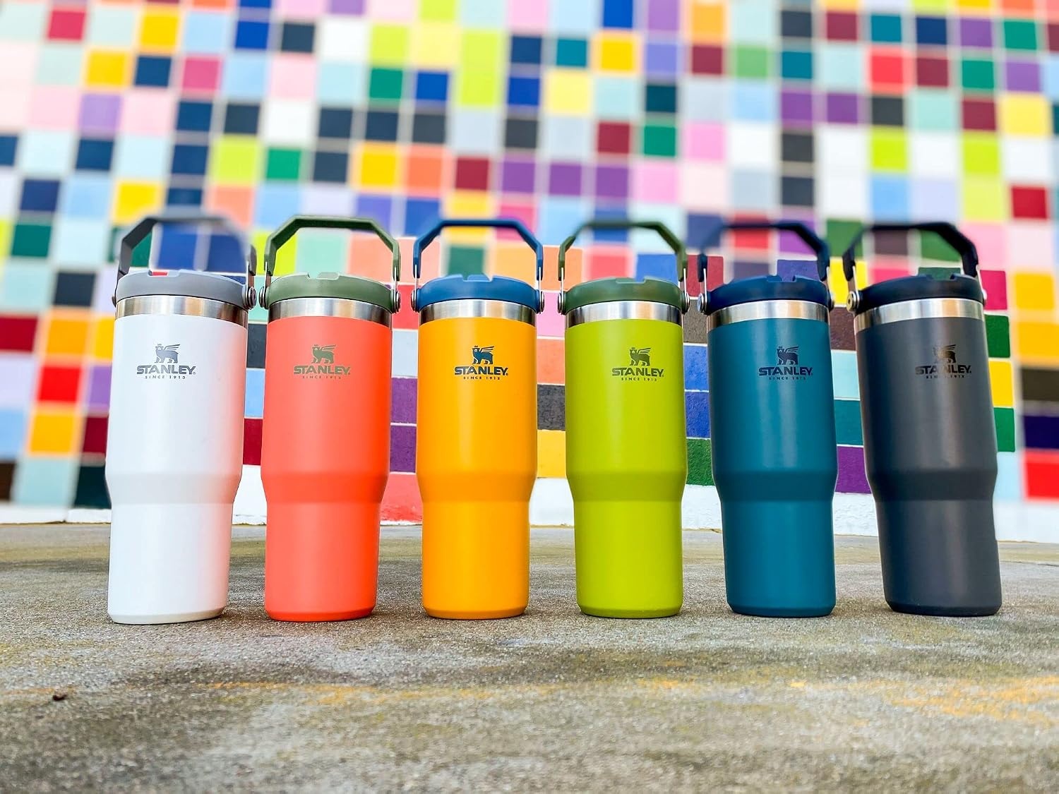 image:imageStanley IceFlow Flip Straw Tumbler with Handle 30 oz Twist On Lid and Flip Up Straw Leak Resistant Water Bottle Insulated Stainless Steel BPAFree Polar30 Ounces Pack of 4