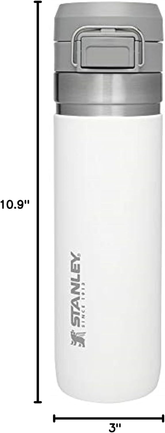 image:imageStanley Quick Flip GO Water Bottle 24 oz Push Button Lid Leakproof and Packable for Travel and Sports Insulated Stainless Steel BPAFree Polar24 Ounces