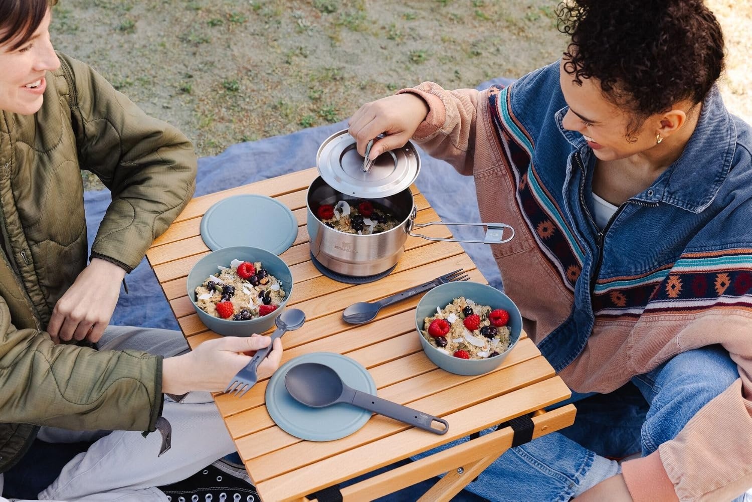 image:imageStanley Wildfare Go 14Piece Stainless Steel Prep amp Cook Set 165 qt Saucepan with Fold amp Lock Handle Bowls Utensils Cutting Board Camping Essentials for Your Camp Kitchen BPAFree165 QT Pack of 4