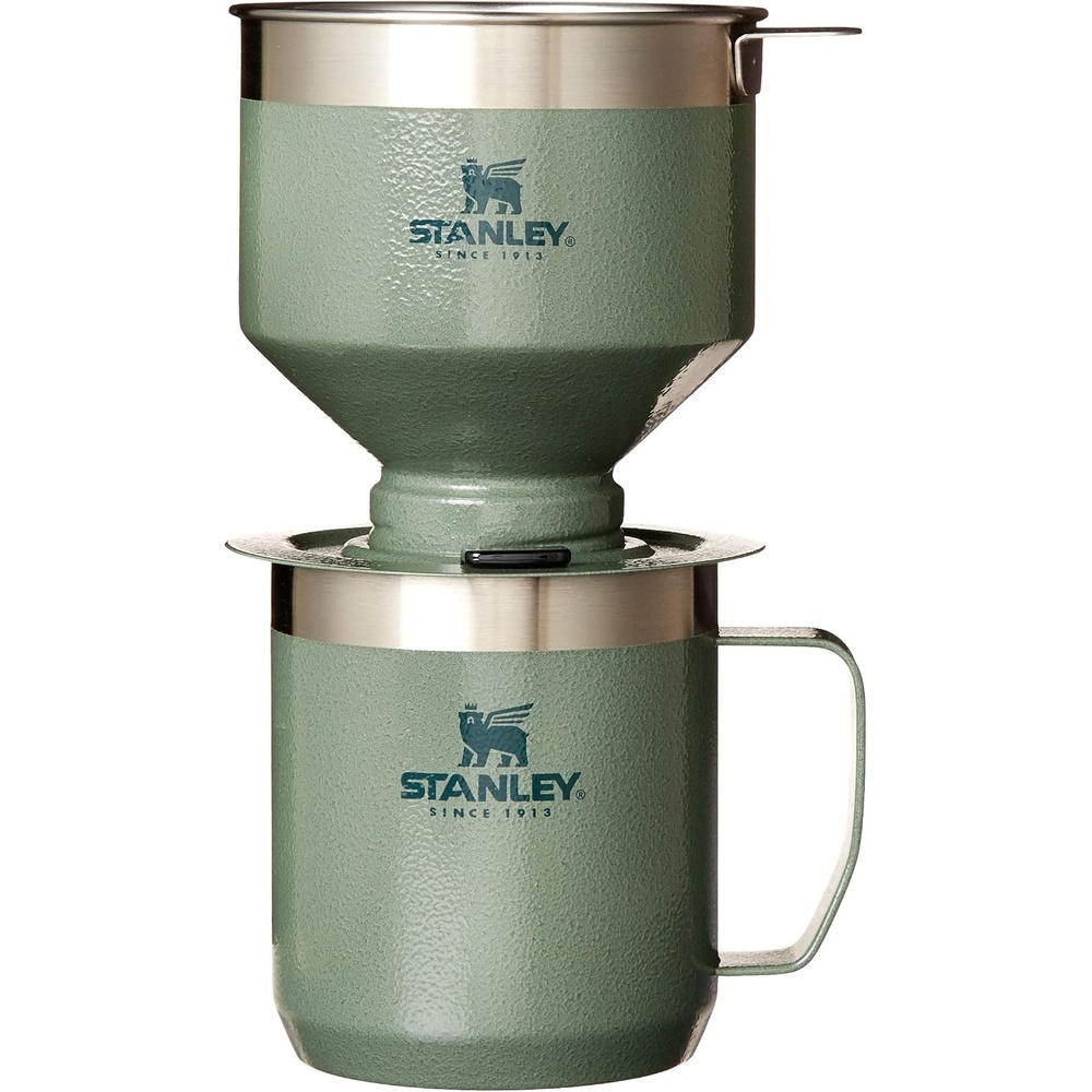 image:imageSTANLEY Perfect Brew Pour Over Set 12 oz Camp Mug with Lid Included Drip Coffee Maker with Reusable Filter Insulated Stainless Steel BPAFree Cream GlossHammertone Green