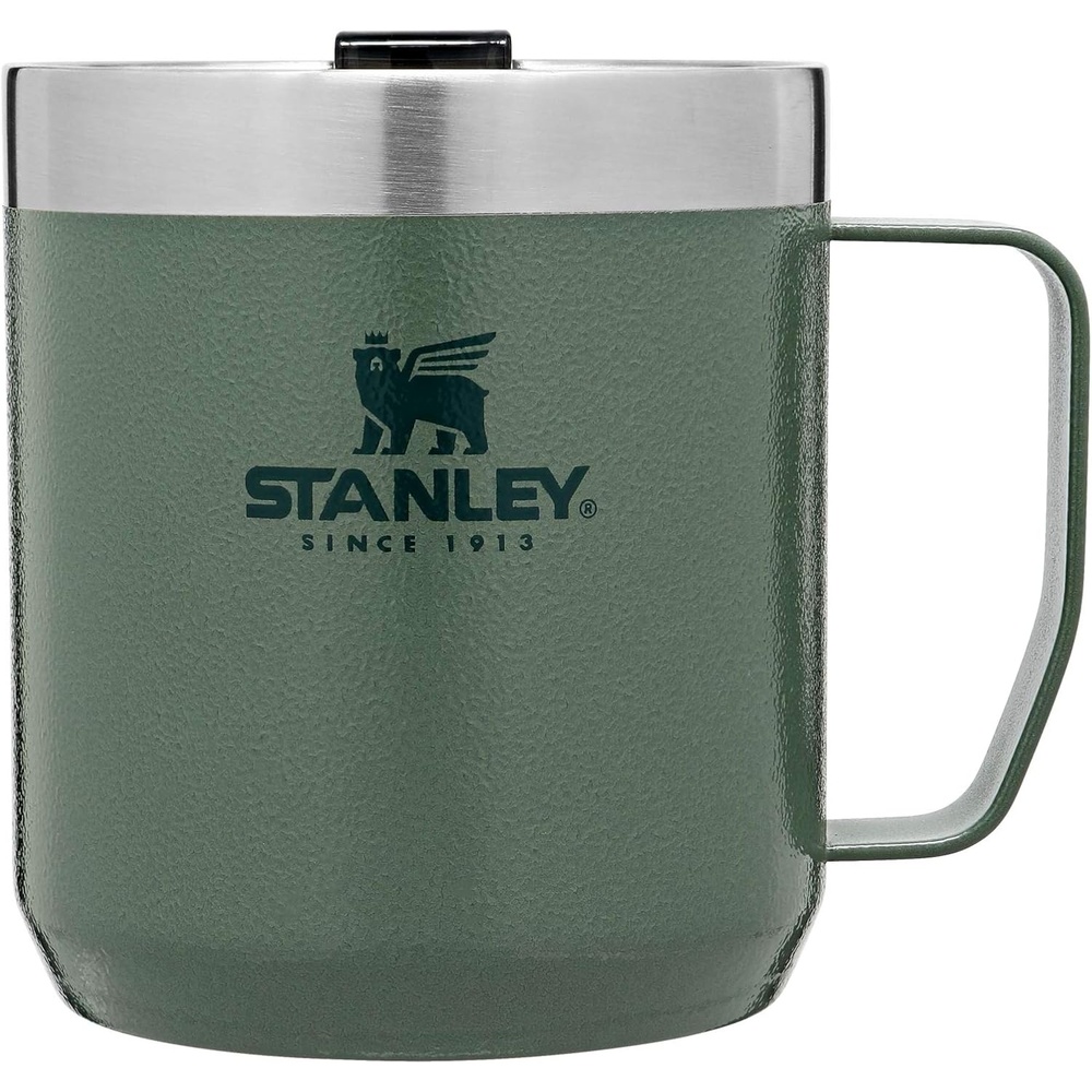 image:imageSTANLEY StayHot Camp Mug Press Fit Drink Through Lid Cup for Coffee Tea and Drinks Insulated Stainless Steel Coffee Mug BPAFreeHammertone Green