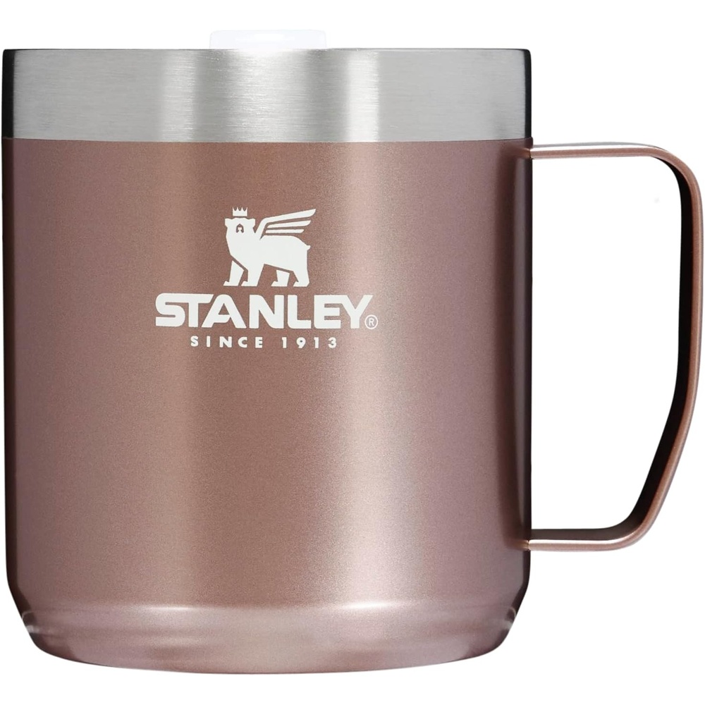 image:imageSTANLEY StayHot Camp Mug Press Fit Drink Through Lid Cup for Coffee Tea and Drinks Insulated Stainless Steel Coffee Mug BPAFreeRose Quartz Glow