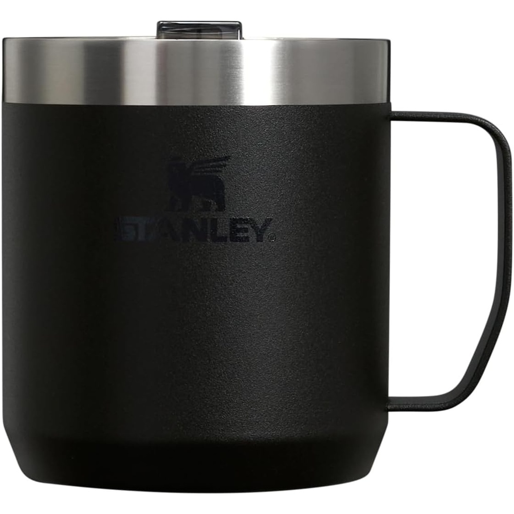 image:imageSTANLEY StayHot Camp Mug 12 oz  Press Fit Drink Through Lid  Cup for Coffee Tea and Drinks  Insulated Stainless Steel Coffee Mug  BPAFree  Black 2012 Ounces