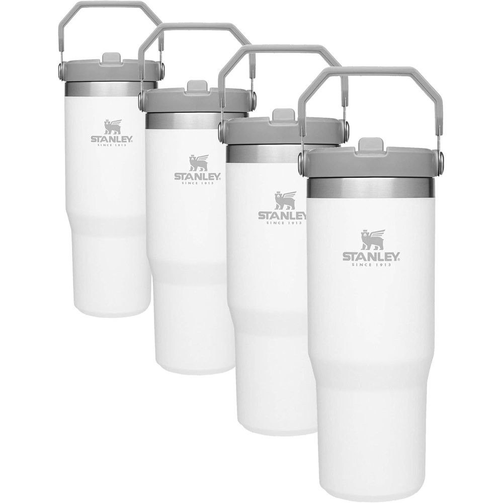 image:imageStanley IceFlow Flip Straw Tumbler with Handle 30 oz Twist On Lid and Flip Up Straw Leak Resistant Water Bottle Insulated Stainless Steel BPAFree Polar30 Ounces Pack of 4