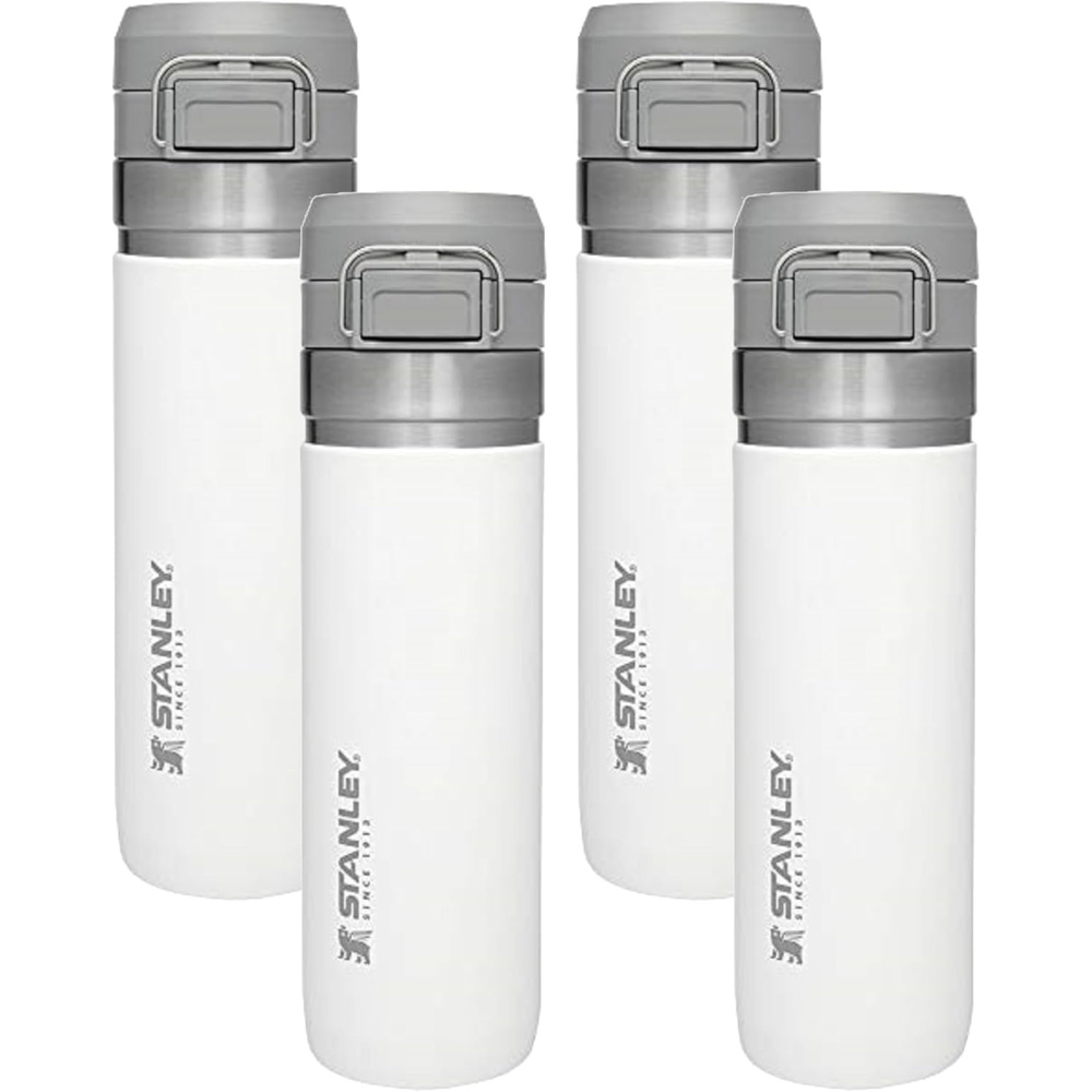 image:imageStanley Quick Flip GO Water Bottle 24 oz Push Button Lid Leakproof and Packable for Travel and Sports Insulated Stainless Steel BPAFree Polar24 Ounces Pack of 4
