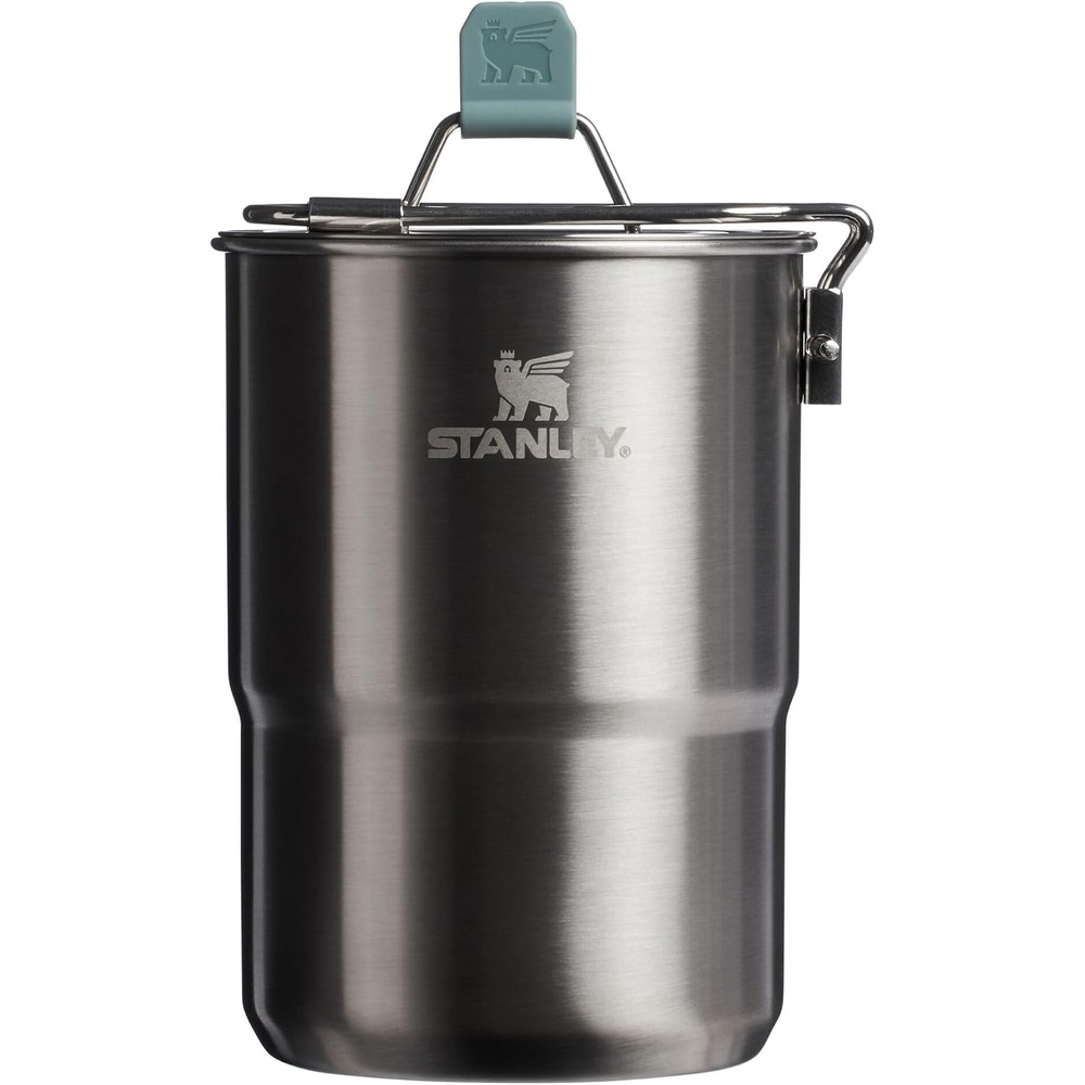 image:imageStanley Wildfare Go 4Piece Stainless Steel Two Cup Cook Set 32 oz Pot and Lid with Fold amp Lock Handle 2 Stacking Cups Camping Essentials for Your Camp Kitchen BPAFree Shale Charcoal