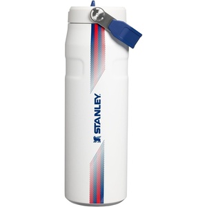 STANLEY IceFlow Flip Straw 2.0 Water Bottle, 24 oz | Built-In Straw with Larger Opening | Lightweight and Leak Resistant | Insulated Stainless Steel | BPA-Free | Team White Dark Blue