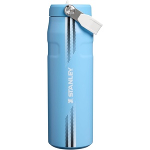 STANLEY IceFlow Flip Straw 2.0 Water Bottle, 24 oz | Built-In Straw with Larger Opening | Lightweight and Leak Resistant | Insulated Stainless Steel | BPA-Free | Team Light Blue White