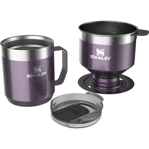 STANLEY Perfect Brew Pour Over Set | 12 oz Camp Mug with Lid Included | Drip Coffee Maker with Reusable Filter | Insulated Stainless Steel | BPA-Free | Cream Gloss(Wisteria Shine)