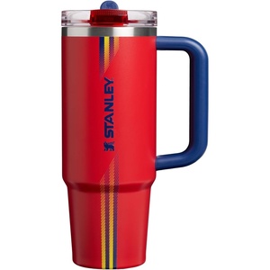 STANLEY Quencher ProTour Flipstraw Tumbler, 40 oz, Messi GOAT Pink | Built-In Straw & Handle | Cupholder Compatible for Travel | Leakproof Insulated Stainless Steel Cup | BPA-Free(Team Red Dark Blue)