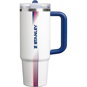 STANLEY Quencher ProTour Flipstraw Tumbler, 40 oz, Messi GOAT Pink | Built-In Straw & Handle | Cupholder Compatible for Travel | Leakproof Insulated Stainless Steel Cup | BPA-Free(Team White Dark Blue)
