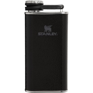 Stanley Classic Easy Fill Wide Mouth Flask 8 oz | Leakproof Hip Flask | Hinge Connected Never Lose Cap | Insulated Stainless Steel Liquor Container | BPA-Free | Hammertone Black