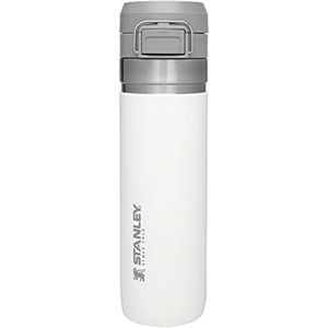 Stanley Quick Flip GO Water Bottle 24 oz | Push Button Lid | Leakproof and Packable for Travel and Sports | Insulated Stainless Steel | BPA-Free | Polar(24 Ounces)