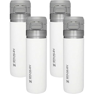 Stanley Quick Flip GO Water Bottle 24 oz | Push Button Lid | Leakproof and Packable for Travel and Sports | Insulated Stainless Steel | BPA-Free | Polar(24 Ounces (Pack of 4))