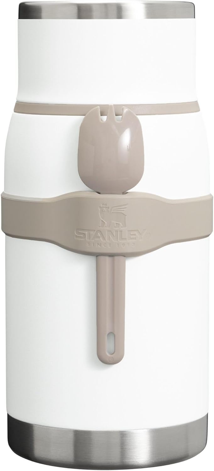 image:imageSTANLEY Adventure ToGo Food Jar and Spork 24 oz Vacuum Insulated Food Container Wide Mouth Screw On Lid Packable for Travel Stainless Steel with Leakproof Lid BPAFree Black 20Frost