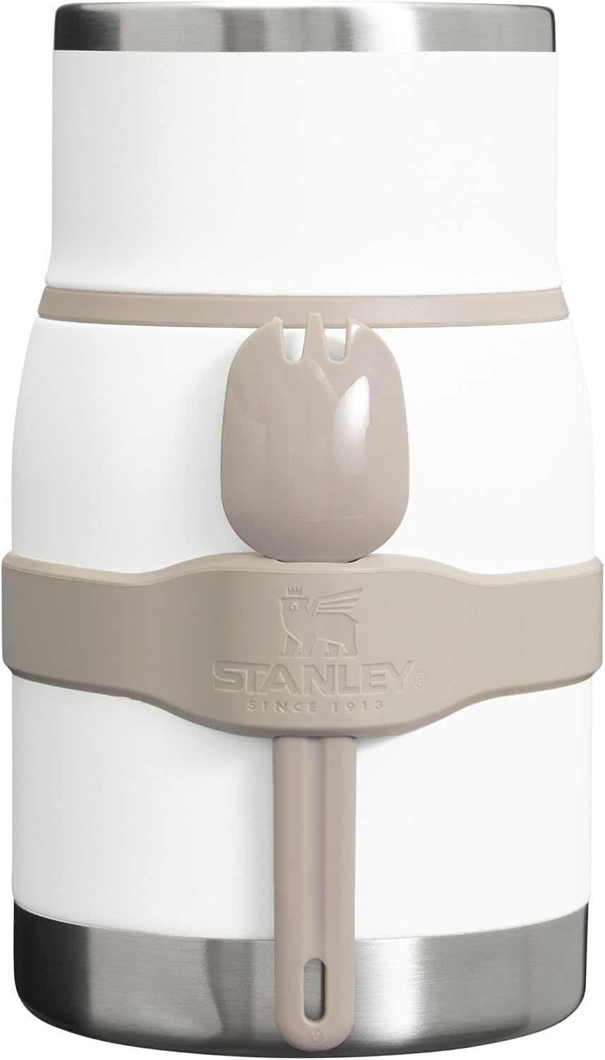image:imageSTANLEY Adventure ToGo Food Jar and Spork 24 oz Vacuum Insulated Food Container Wide Mouth Screw On Lid Packable for Travel Stainless Steel with Leakproof Lid BPAFree Black 20Frost