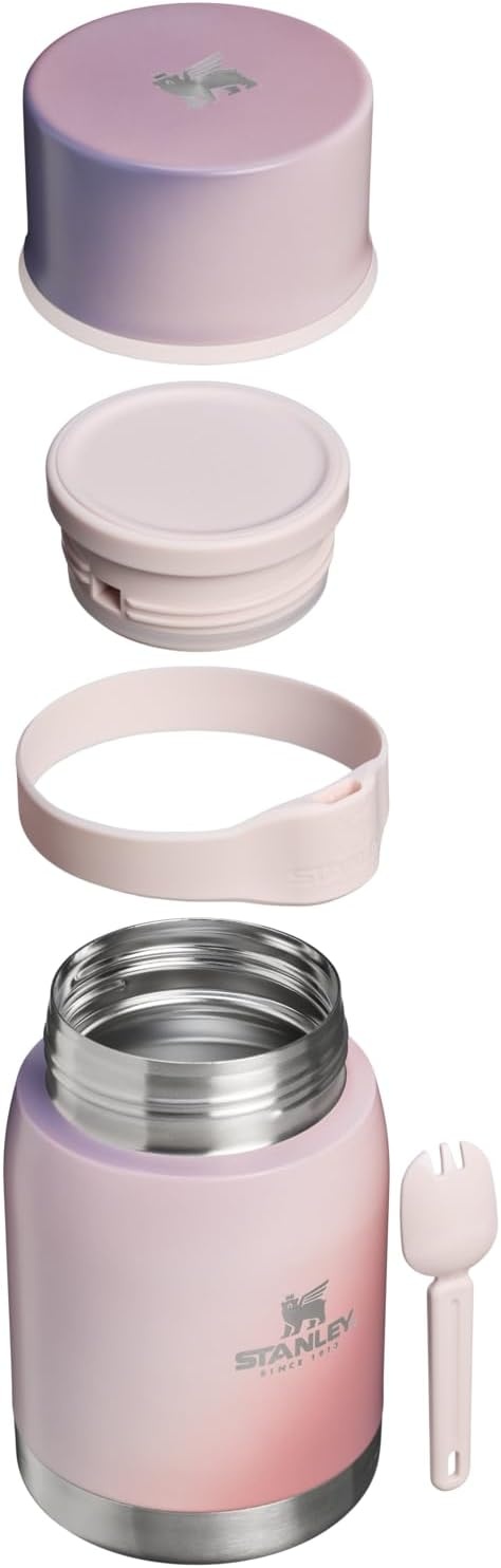 image:imageSTANLEY Adventure ToGo Food Jar and Spork 24 oz Vacuum Insulated Food Container Wide Mouth Screw On Lid Packable for Travel Stainless Steel with Leakproof Lid BPAFree Black 20Dawn Spiral