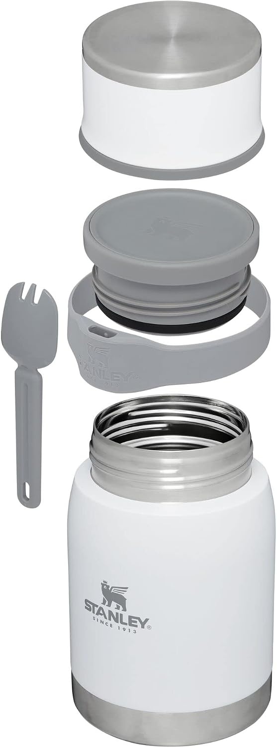 image:imageSTANLEY Adventure ToGo Food Jar and Spork 24 oz Vacuum Insulated Food Container Wide Mouth Screw On Lid Packable for Travel Stainless Steel with Leakproof Lid BPAFree Black 20Polar