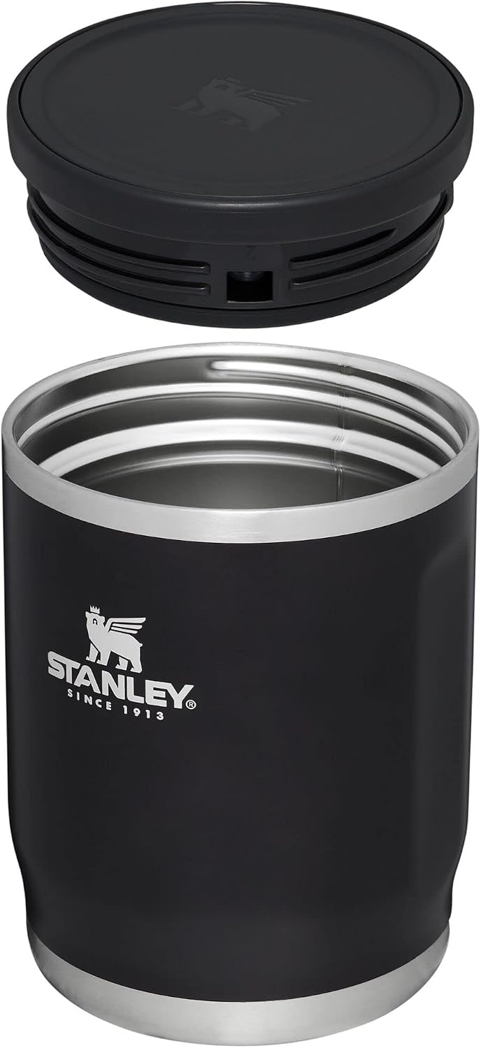 image:imageSTANLEY Adventure ToGo Food Jar and Spork 24 oz Vacuum Insulated Food Container Wide Mouth Screw On Lid Packable for Travel Stainless Steel with Leakproof Lid BPAFree Black 20Black Glow