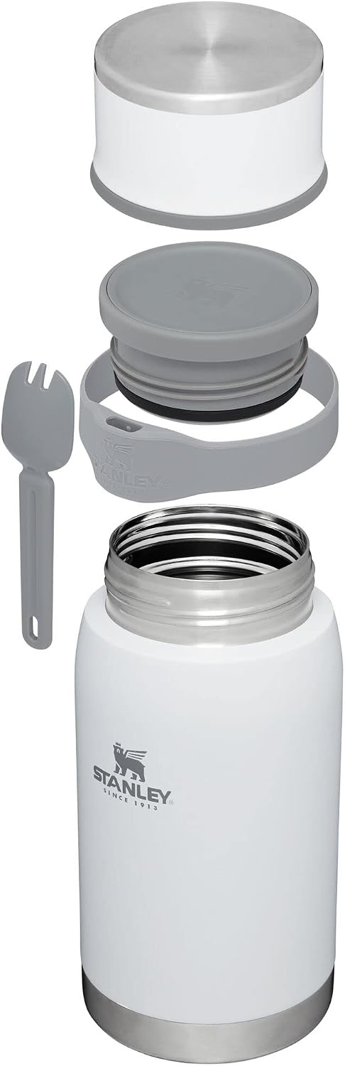 image:imageSTANLEY Adventure ToGo Food Jar and Spork 24 oz Vacuum Insulated Food Container Wide Mouth Screw On Lid Packable for Travel Stainless Steel with Leakproof Lid BPAFree Black 20Polar