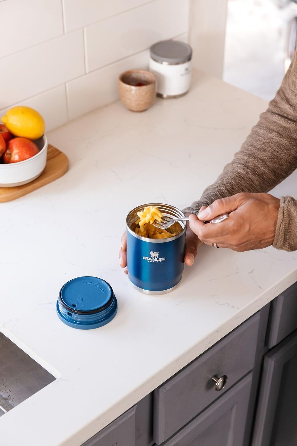 image:imageSTANLEY Adventure ToGo Food Jar and Spork 24 oz Vacuum Insulated Food Container Wide Mouth Screw On Lid Packable for Travel Stainless Steel with Leakproof Lid BPAFree Black 20Frost