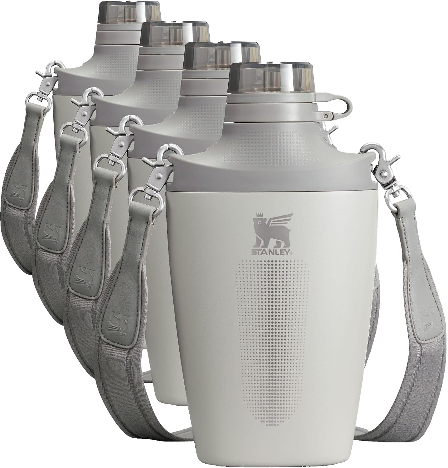 image:imageStanley Cross Bottle 23 oz Travel Water Bottle with Jacquard Strap Leakproof Tritan Lid with Removable Straw Insulated Stainless Steel BPAFree Toast VRTAsh