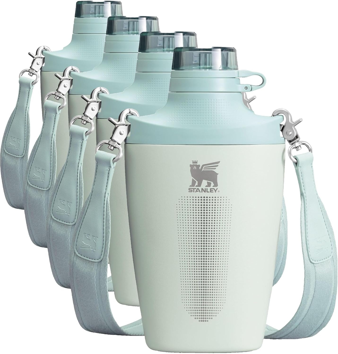 image:imageStanley Cross Bottle 23 oz Travel Water Bottle with Jacquard Strap Leakproof Tritan Lid with Removable Straw Insulated Stainless Steel BPAFree Toast VRTMist
