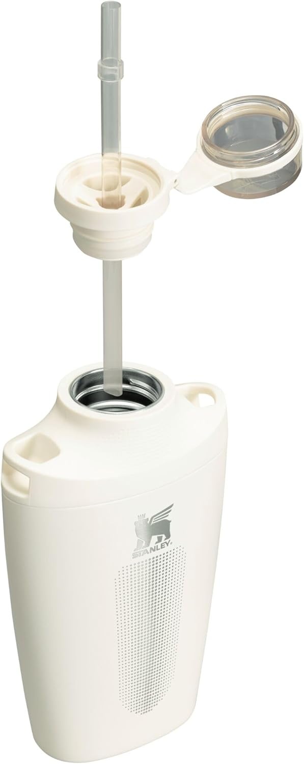 image:imageStanley Cross Bottle 23 oz Travel Water Bottle with Jacquard Strap Leakproof Tritan Lid with Removable Straw Insulated Stainless Steel BPAFree Toast VRTCream