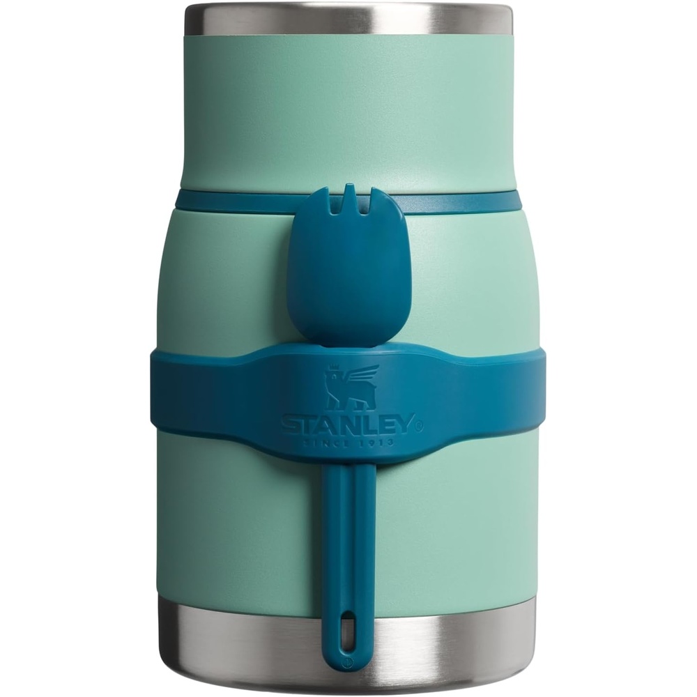 image:imageSTANLEY Adventure ToGo Food Jar and Spork 24 oz Vacuum Insulated Food Container Wide Mouth Screw On Lid Packable for Travel Stainless Steel with Leakproof Lid BPAFree Black 20Spring Green