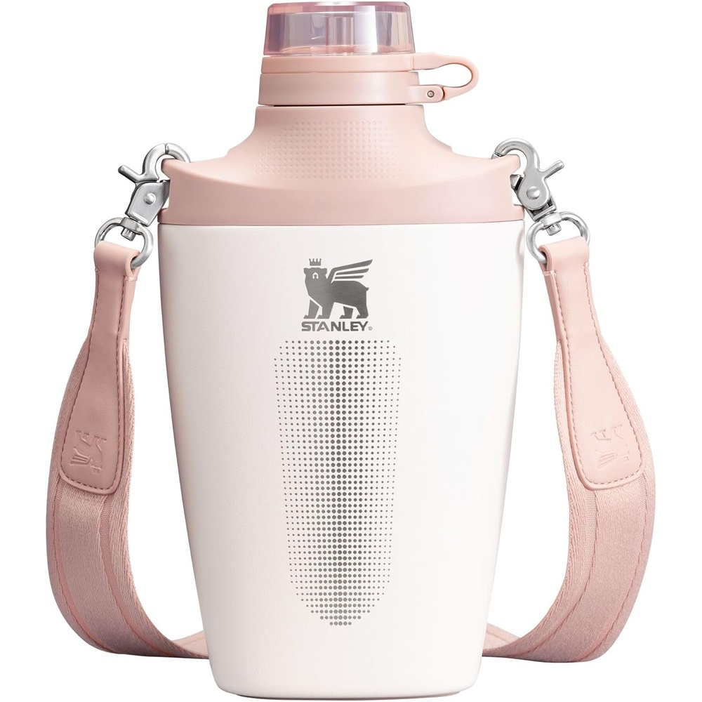 image:imageStanley Cross Bottle 23 oz Travel Water Bottle with Jacquard Strap Leakproof Tritan Lid with Removable Straw Insulated Stainless Steel BPAFree Toast VRTRose Quartz