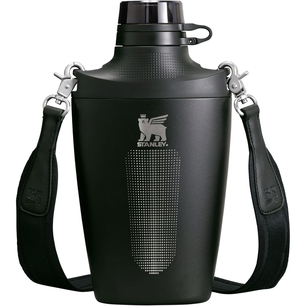 image:imageStanley Cross Bottle 23 oz Travel Water Bottle with Jacquard Strap Leakproof Tritan Lid with Removable Straw Insulated Stainless Steel BPAFree Toast VRTBlack