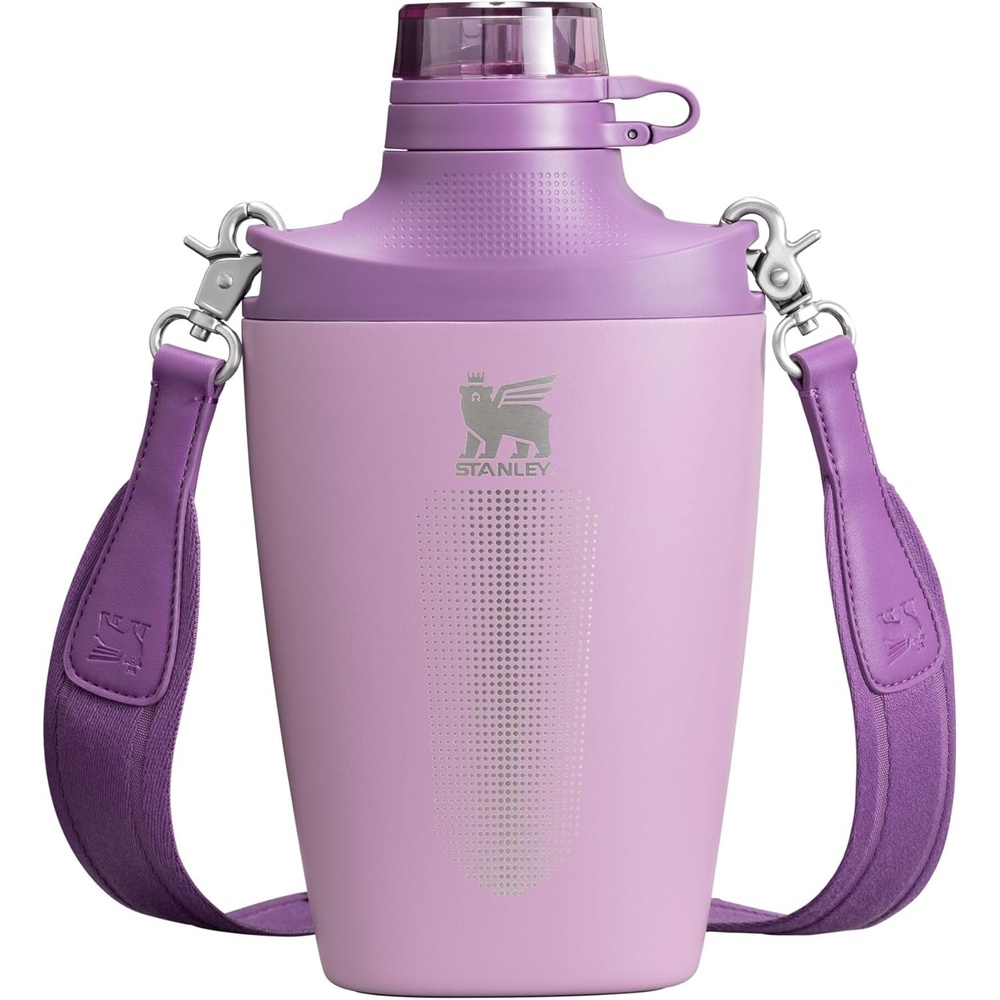 image:imageStanley Cross Bottle 23 oz Travel Water Bottle with Jacquard Strap Leakproof Tritan Lid with Removable Straw Insulated Stainless Steel BPAFree Toast VRTLilac