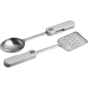 Stanley Wildfare Pro Stainless Steel Fold & Go Utensil Set | Folding Spatula and Spoon | Packable Outdoor Cookware | Camping Essentials for Your Camp Kitchen | BPA-Free | Pale Pebble & Stone
