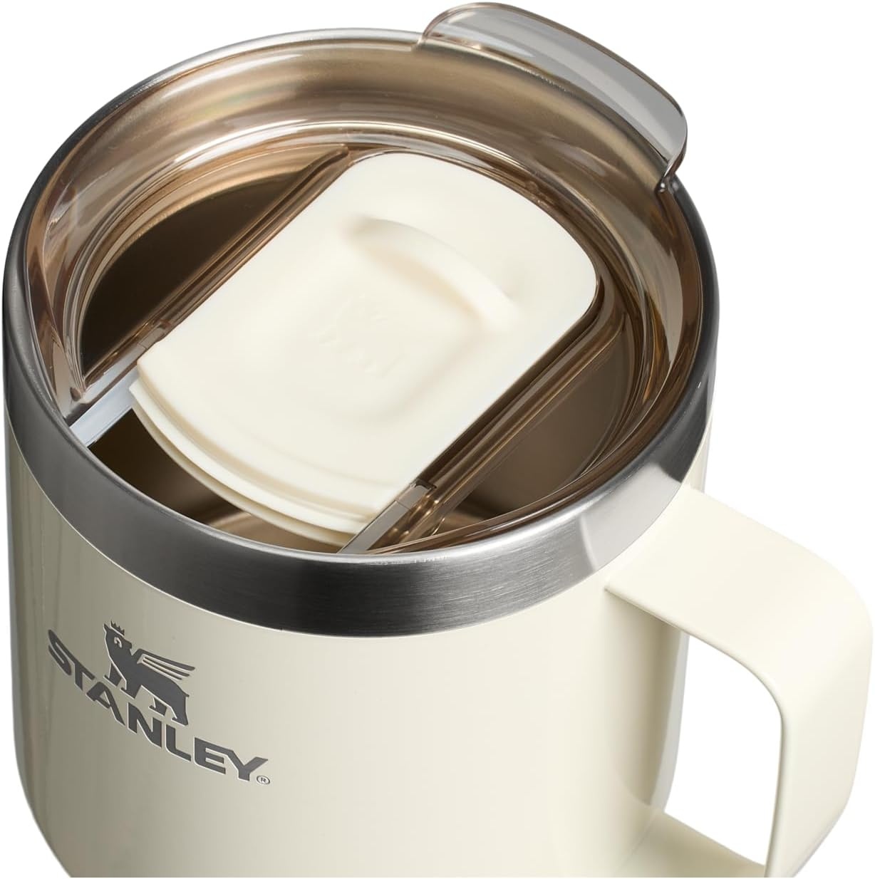 image:imageSTANLEY Everyday Camp Mug 12 oz Drink Through Lid Cup for Coffee Tea and Drinks Insulated Stainless Steel Coffee Mug BPAFree ChampagneCream Gloss